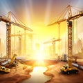 Construction site background with glamorous blue sky ai generated