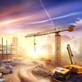 Construction site background with glamorous blue sky ai generated