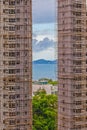 Construction site with bamboo scaffold in Hongkong