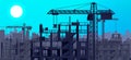 Construction Site Banner Silhouette Landscape. Royalty Free Stock Photo