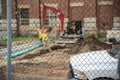 Construction site behind the fence Workers are working. Royalty Free Stock Photo