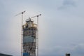 Construction site of Belgrade waterfront, or Beograd na vodi, with a focius on the beograd tower, or kula beograd.