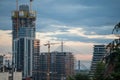 Construction site of Belgrade waterfront skyscraper high rise towers, or Beograd na vodi. Royalty Free Stock Photo