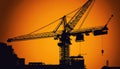 Big crane and building construction against beautiful dusky sky Royalty Free Stock Photo