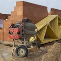 Construction site of a brick house Royalty Free Stock Photo