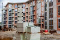 Construction site of a brick house Royalty Free Stock Photo