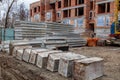 Construction site of a brick house Royalty Free Stock Photo