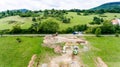 Construction site. Building concrete foundation for a new house. Royalty Free Stock Photo