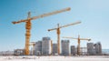 Construction site building large industrial silos under a clear sky Royalty Free Stock Photo