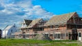 construction site of building new house, Dutch Suburban area with modern family houses Royalty Free Stock Photo