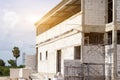 Construction site building with scaffolding on new house,architecture and high building constuction concept Royalty Free Stock Photo