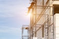 Construction site building with scaffolding on new house,architecture and high building constuction concept Royalty Free Stock Photo
