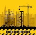 Construction site with buildings and cranes