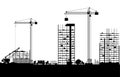 Construction site with buildings and cranes