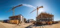 The construction site bustling with cranes and ongoing building development. AI generated image Royalty Free Stock Photo