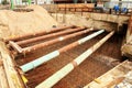 Construction site, civil engineering, pipe laying