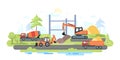 Construction site - colorful flat design style illustration