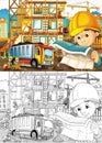 Construction site - coloring page with preview Royalty Free Stock Photo