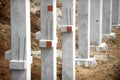 Construction site with concrete pillars