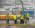 Construction site concrete pumping