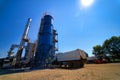 Construction site. Construction of a plant for the production of asphalt. Modern plant, factory. Royalty Free Stock Photo