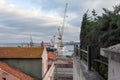 Construction site, container terminal port crane.