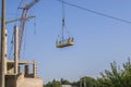 Construction site. Contemporary urban landscape. Nice photo of unfinished building with blue sky in the background in a sunny day.