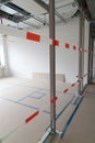 Construction site cordoned off with red and white security tape to prevent damage Royalty Free Stock Photo