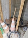 Construction site corner with cones Royalty Free Stock Photo