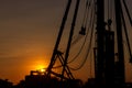 Construction site crain colorful sunset background