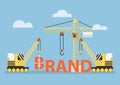 Construction site crane building big brand word Royalty Free Stock Photo