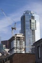 Construction site with crane and scaffolding in Toronto, Canada Royalty Free Stock Photo