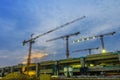 Construction site and crane with twilight Royalty Free Stock Photo