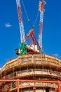 Construction site with cranes with blue sky Royalty Free Stock Photo