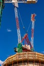 Construction site with cranes with blue sky Royalty Free Stock Photo