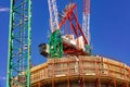 Construction site with cranes with blue sky Royalty Free Stock Photo