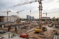 Construction site with cranes Royalty Free Stock Photo