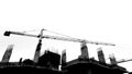 Construction site with cranes on silhouette background Royalty Free Stock Photo