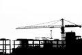 Construction site with cranes on silhouette background Royalty Free Stock Photo