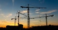 Construction site cranes Royalty Free Stock Photo