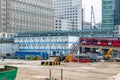 Construction site of Crossrail Place in Canary Wharf