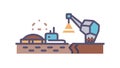 Construction Site Digging Work, Heavy Machinery Vector Illustration, vector design Generative AI Royalty Free Stock Photo