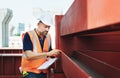 Construction Site Engineer Working Blueprint Concept Royalty Free Stock Photo