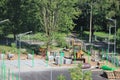 Construction site with equipment on trees background Royalty Free Stock Photo