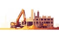 Heavy Construction Site with Excavators and Building Framework Royalty Free Stock Photo
