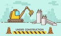 Construction site,Flat style vector,building a house or webpage, vector flat illustration. - Vector