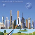futiristic city, cartoon flat design Royalty Free Stock Photo