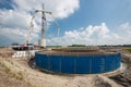 Construction site of a foundation for a huge new Dutch wind turbine