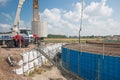Construction site of a foundation for a huge new Dutch wind turbine