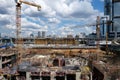 Construction site with foundation pit for monolithic reinforced skyscraper